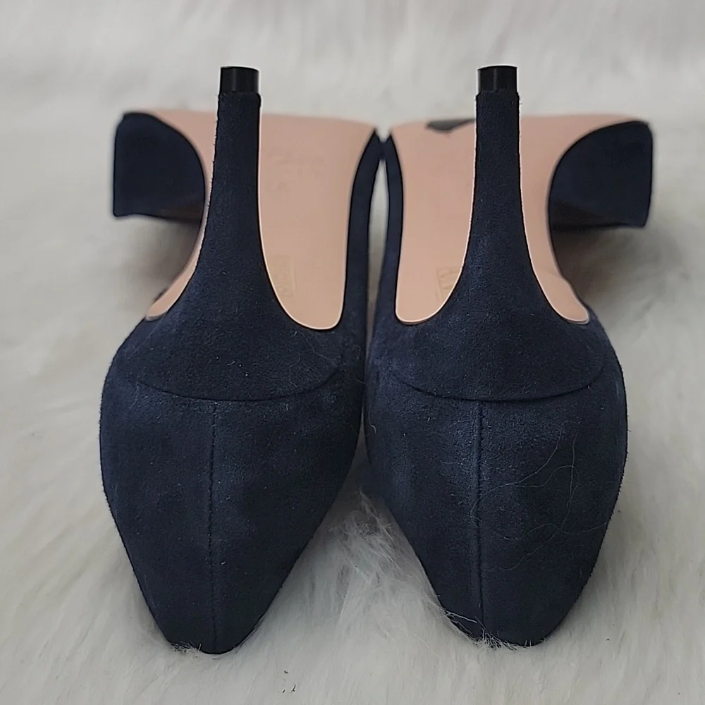 J.CREW Navy Blue Suede d'Orsay Office Party Professional‎ Pointed Toe Heels 8.5